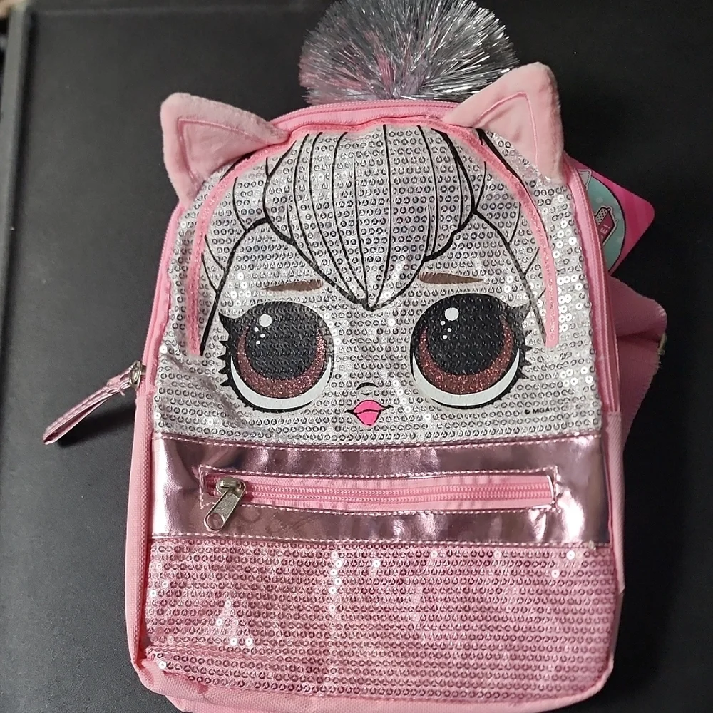 Lol‎ Queen Kitty Pink Sequin Cat Backpack